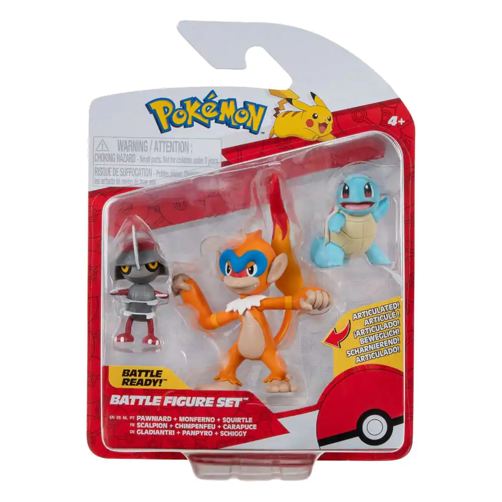 Pokémon Battle Figure Set 3-Pack Pawniard, Squirtle #1, Monferno 5 cm termékfotó