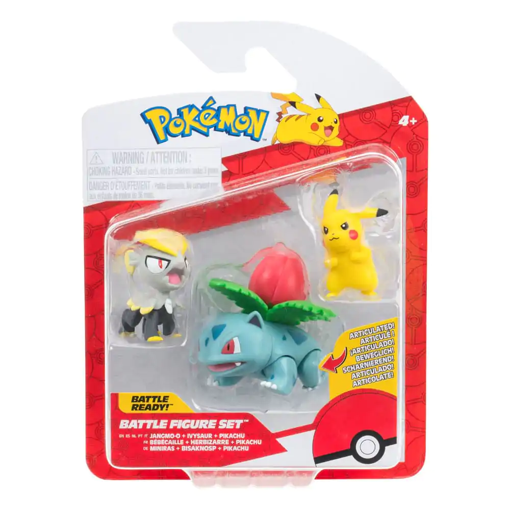 Pokémon Battle Figure Set Figure 3-Pack Pikachu #2, Jangmo-o, Ivysaur product photo