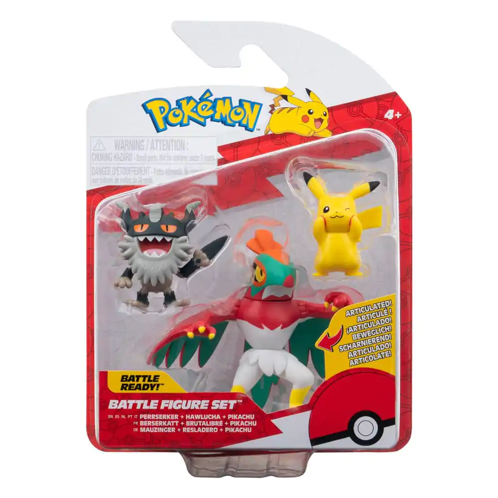 Pokémon Battle Figure Set 3-Pack Pikachu #8, Perrserker, Hawlucha 5 cm product photo