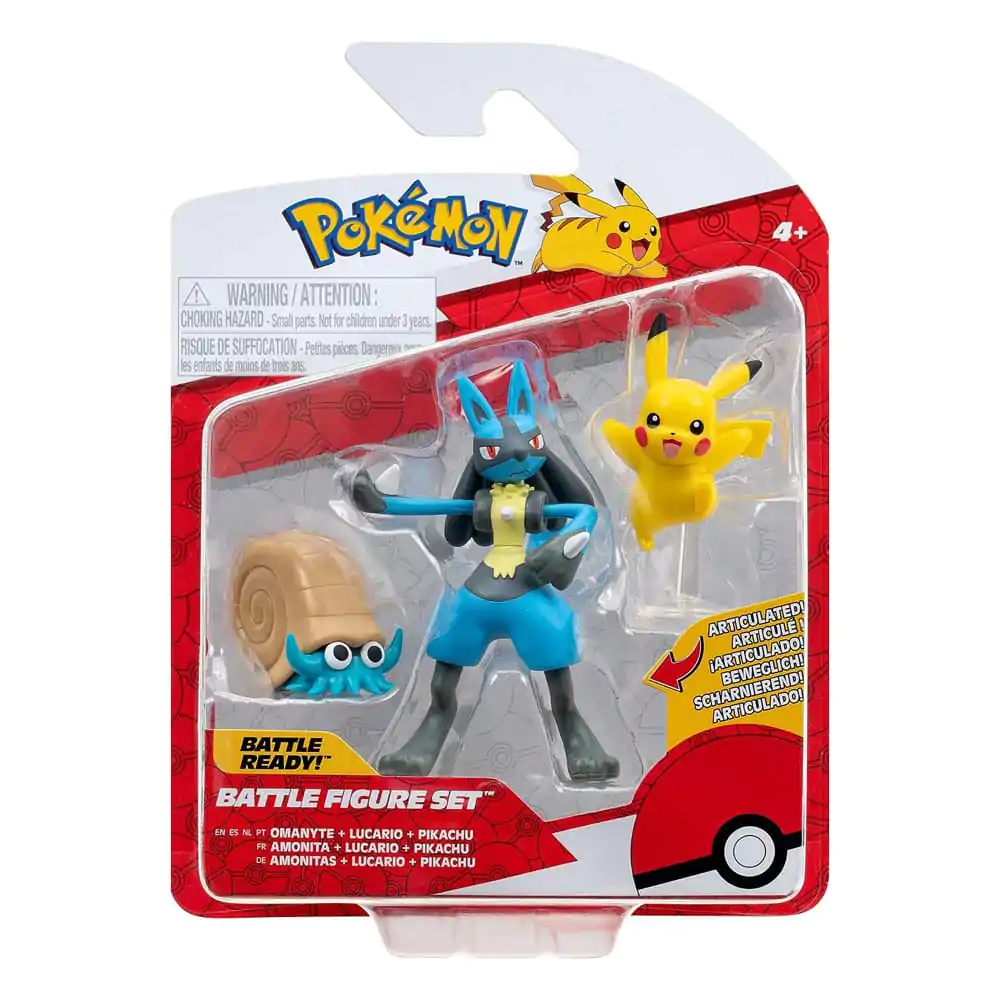 Pokémon Battle Figure Set Figure 3-Pack Pikachu, Omanyte, Lucario product photo