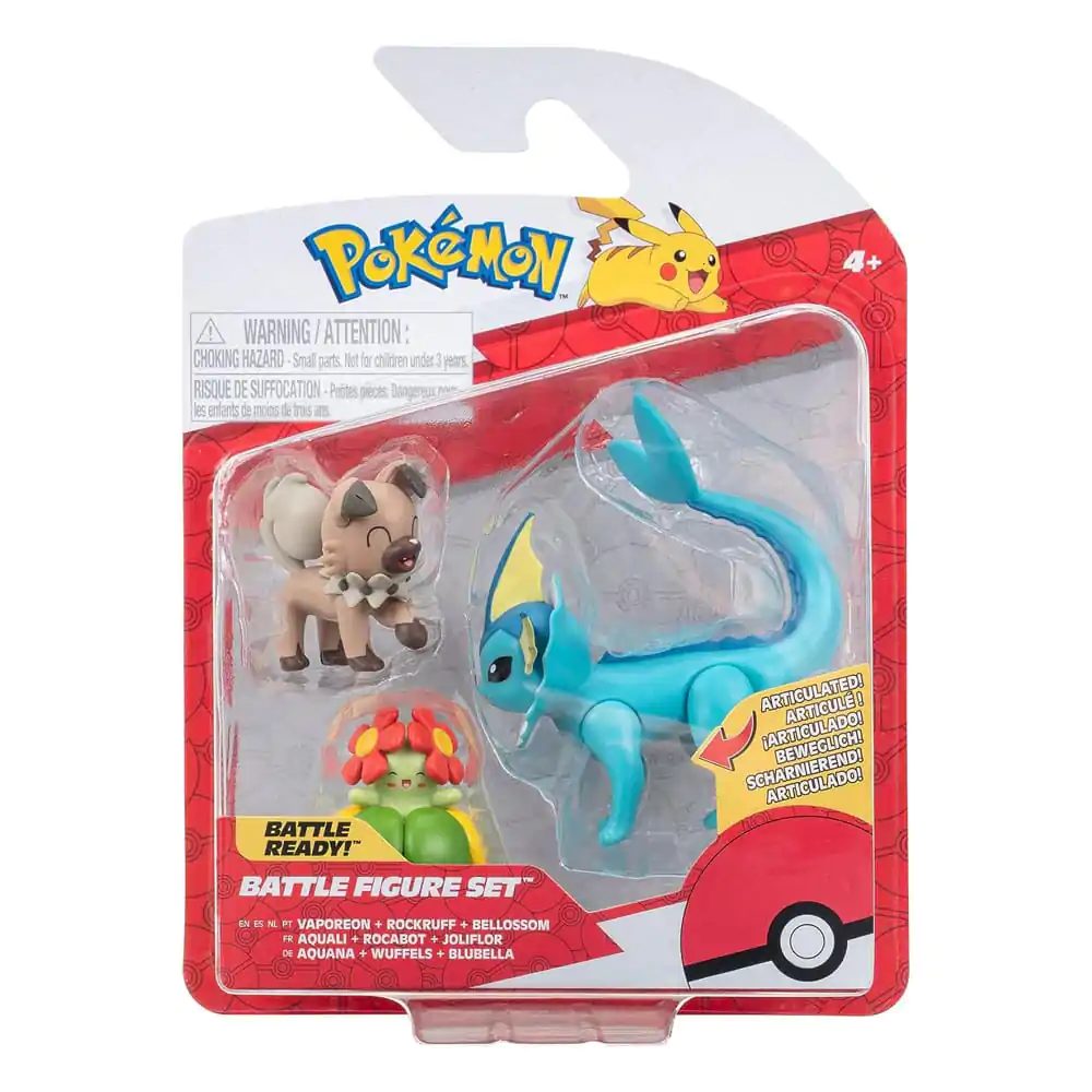 Pokémon Battle Figure Set Figure 3-Pack Rockruff, Bellossom, Vaporeon product photo