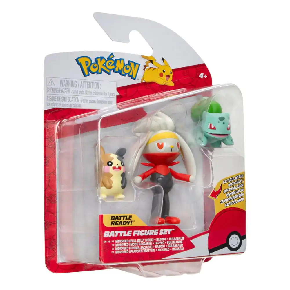 Pokémon Battle Figure Set 3-Pack Morpeko (Full-Belly Mode), Bulbasaur #1, Raboot 5 cm product photo