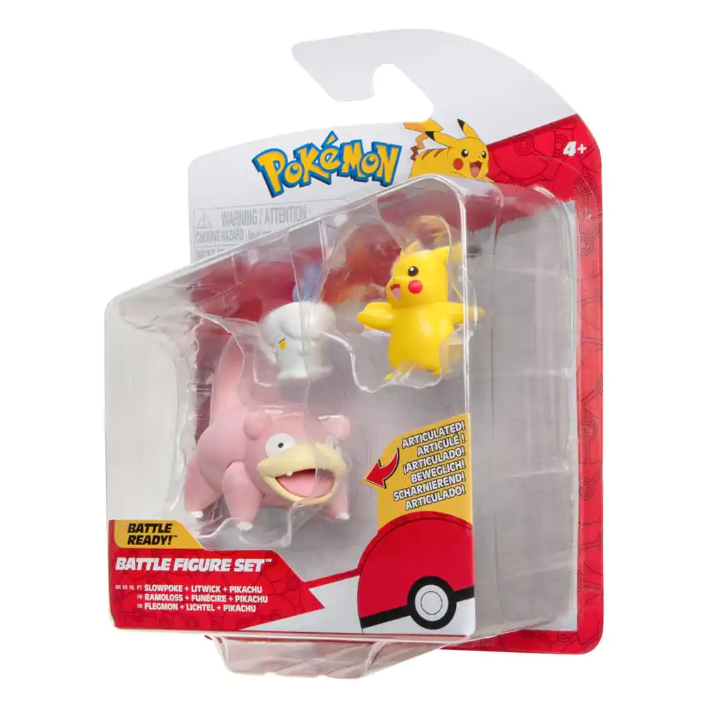 Pokémon Battle Figure Set 3-Pack Pikachu (Female), Litwick, Slowpoke 5 cm product photo