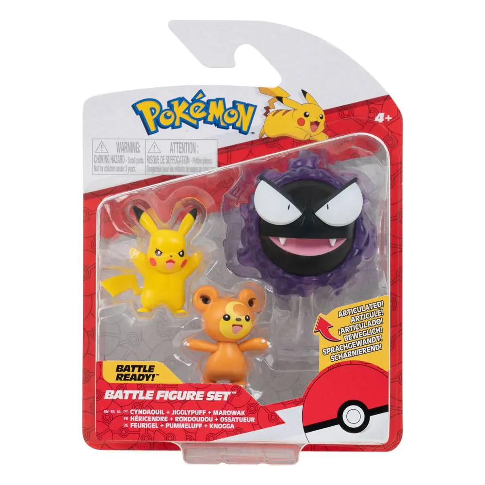 Pokémon Battle Figure 3-Pack Teddiursa, Pikachu #9, Gastly 5 cm product photo