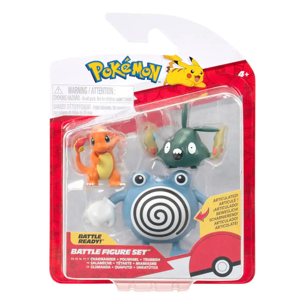 Pokémon First Partner Battle Figure Set Figure 3-Pack Charmander, Trubbish &amp; Poliwhirl product photo