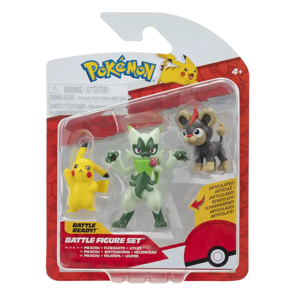 Pokémon First Partner Battle Figure Set Figure 3-Pack Litleo, Pikachu &amp; Floragato product photo