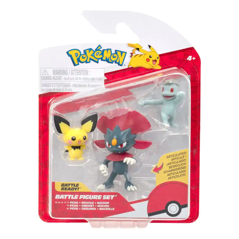 Pokémon First Partner Battle Figure Set Figure 3-Pack Pichu, Machop, &amp; Weavile product photo