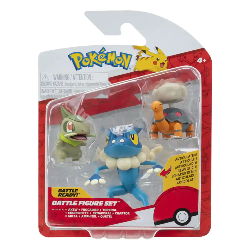 Pokémon First Partner Battle Figure Set Figure 3-Pack Torkoal, Axew &amp; Frogadier product photo