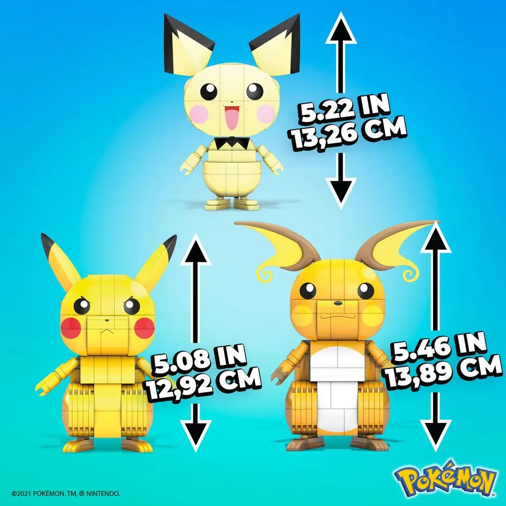 Pokémon Mega Construx Wonder Builders Construction Set Pikachu Evolution Trio 13 cm product photo