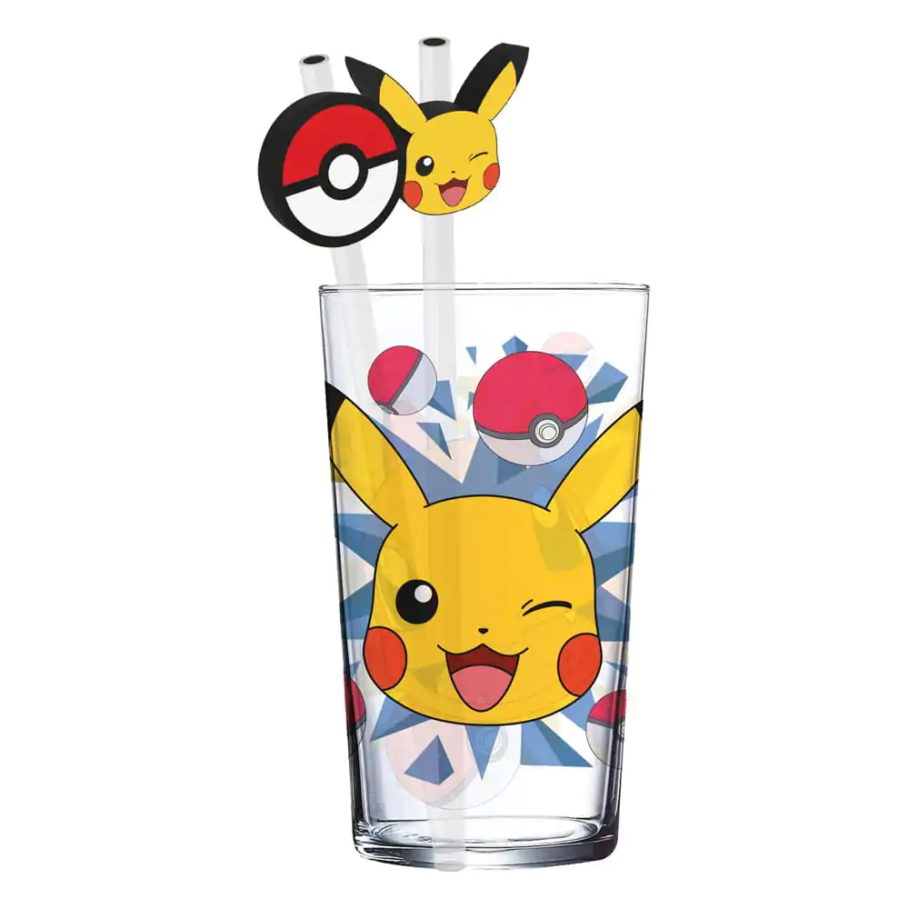 Pokémon Glass Tumbler with Straws Pikachu 485 ml product photo