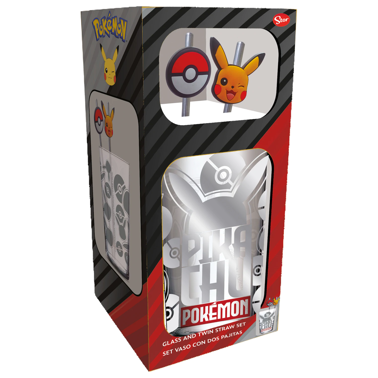 Pokémon Pikachu Glass Tumbler with Straws  product photo