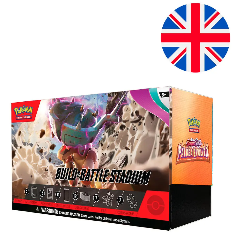 English Pokemon Scarlet and Purple Paldea Evoled Build and Battle Stadium card game box termékfotó