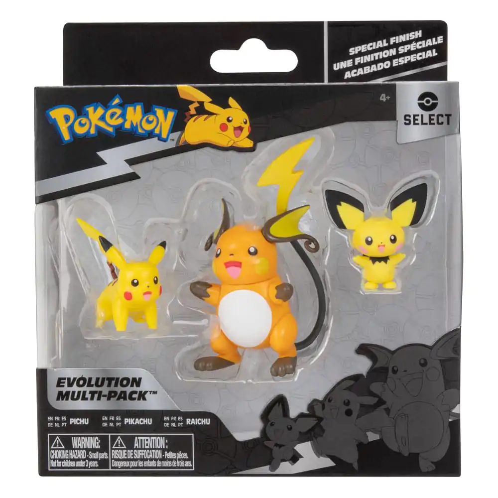 Pokémon Select Action Figures 3-Pack Evolution Pichu, Pikachu, Raichu termékfotó