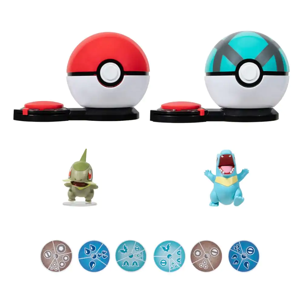 Pokémon Surprise Attack Game Axew &amp; Poké Ball vs. Totodile &amp; Net Ball product photo