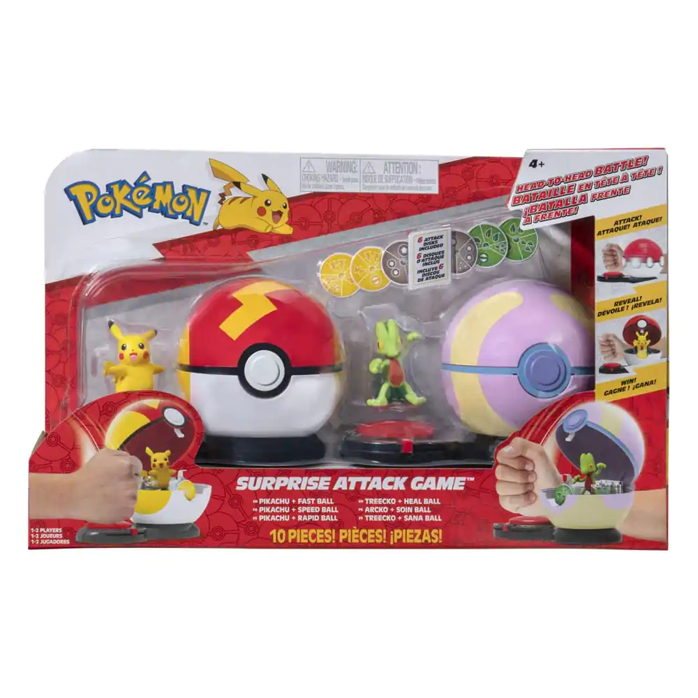 Pokémon Surprise Attack Game Pikachu (female) with Fast Ball vs. Treecko with Heal Ball product photo
