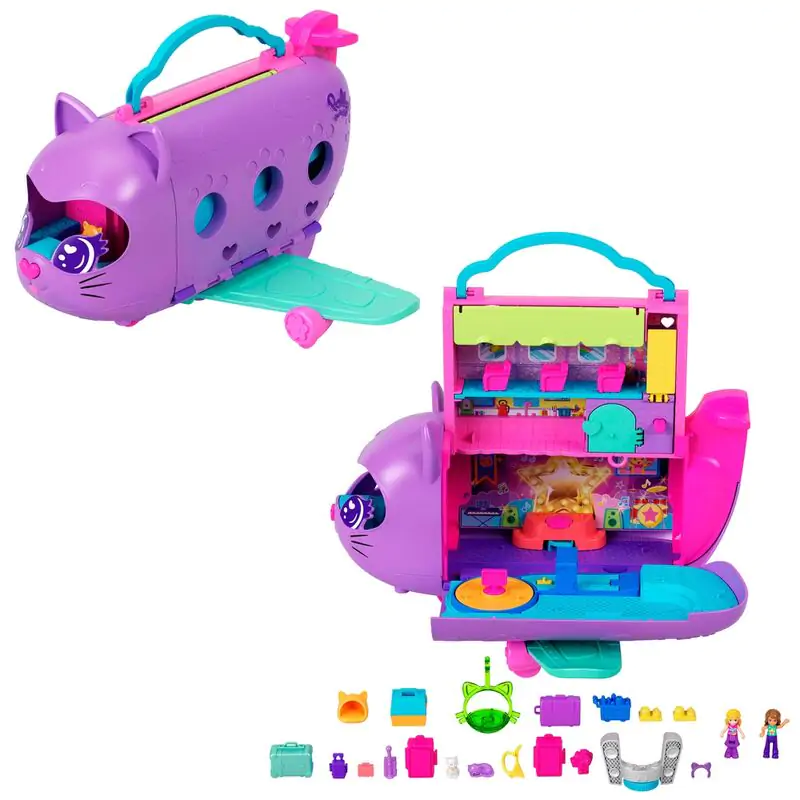 Polly Pocket Kitten Airplane chest playset product photo