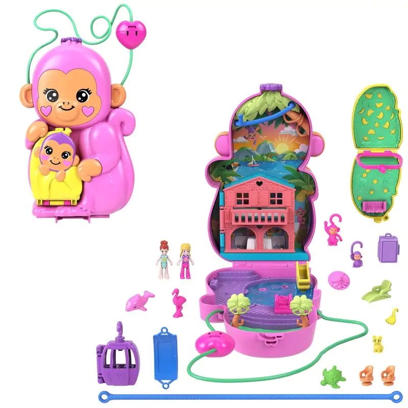 Polly Pocket Mama monkey and baby bag playset product photo