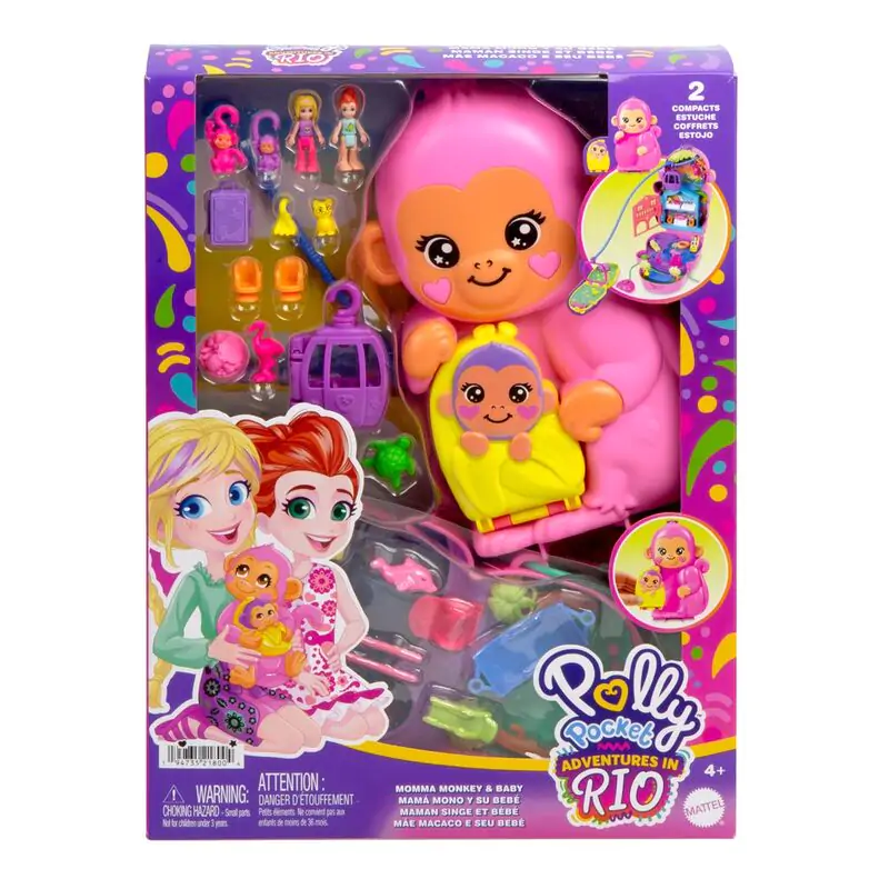 Polly Pocket Mama monkey and baby bag playset product photo