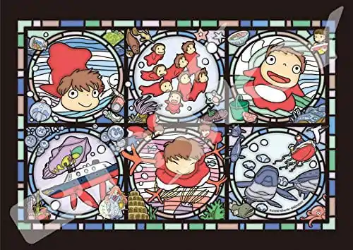 Ponyo Jigsaw Puzzle Stained Glass Ponyos everywhere (208 pieces) product photo