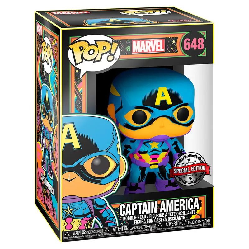 Marvel POP! Marvel Black Light Vinyl Figure Captain America 9 cm termékfotó