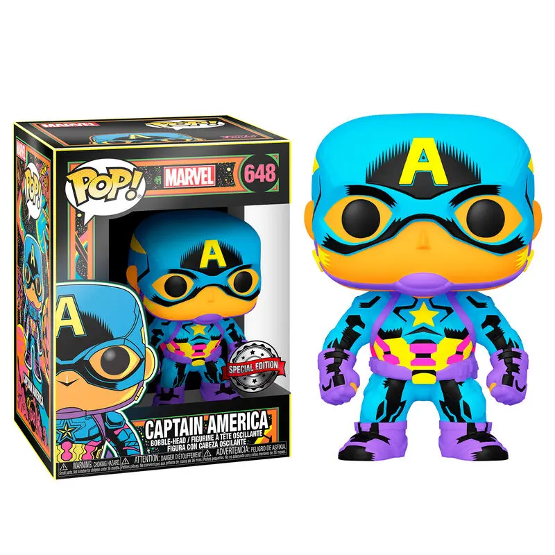 Marvel POP! Marvel Black Light Vinyl Figure Captain America 9 cm product photo