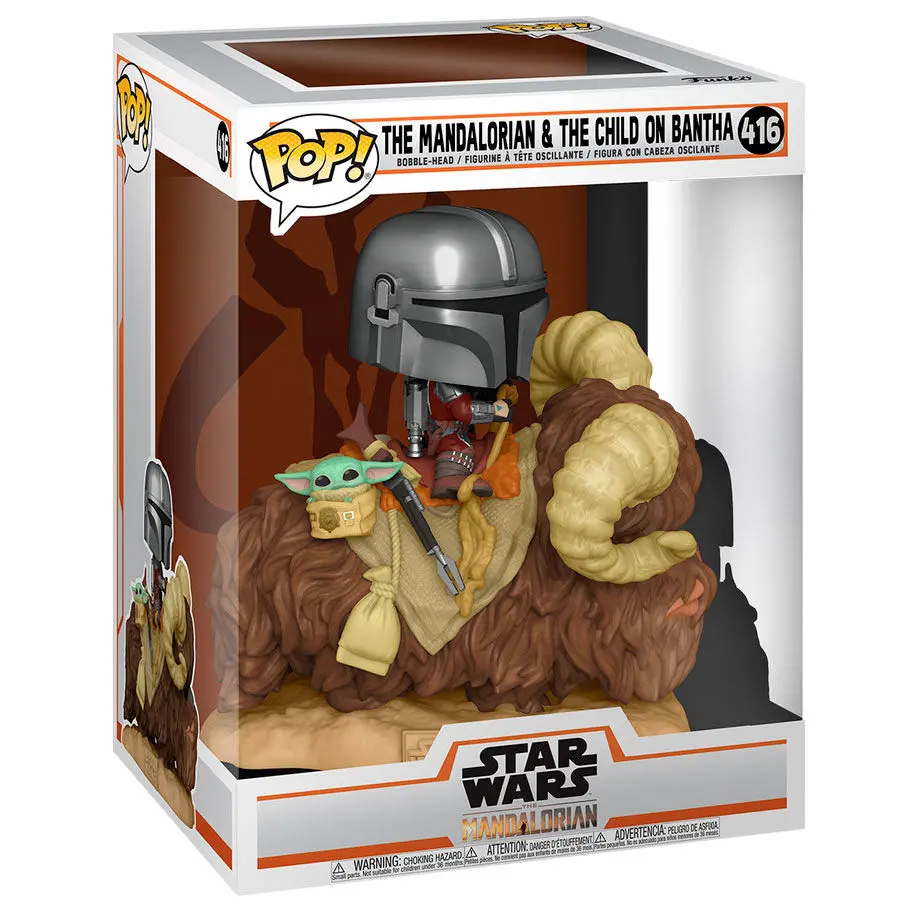 Star Wars The Mandalorian POP! Deluxe Vinyl Figure The Mandalorian on Wantha with Child in Bag 9 cm termékfotó