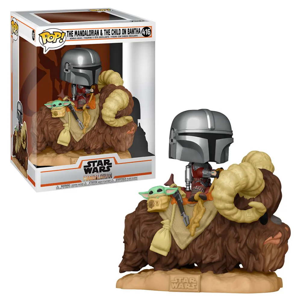 Star Wars The Mandalorian POP! Deluxe Vinyl Figure The Mandalorian on Wantha with Child in Bag 9 cm termékfotó