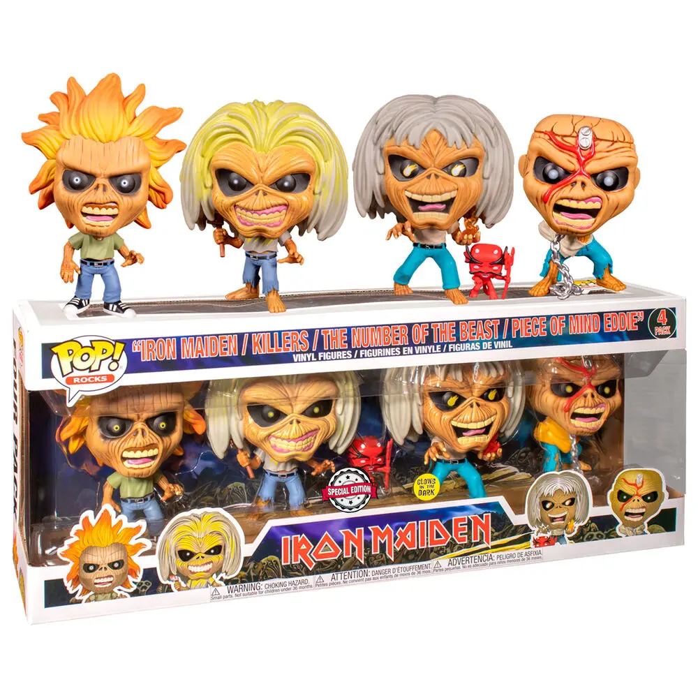 POP pack 4 figures Iron Maiden Eddie Glow in the Dark Exclusive product photo