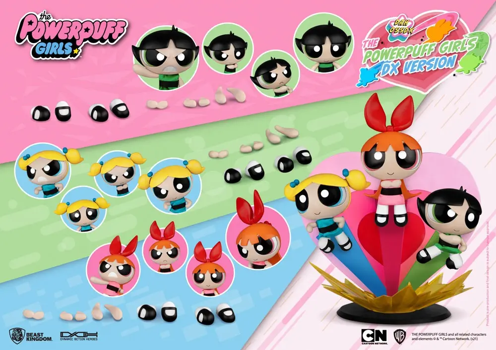 Powerpuff Girls Dynamic 8ction Heroes Action Figures 1/9 Blossom, Bubbles & Buttercup Deluxe 14 cm product photo