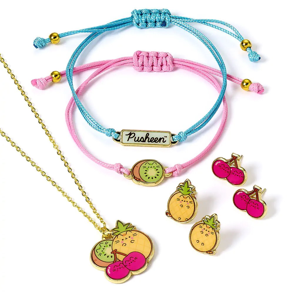 Pusheen Set Necklace + bracelets + earrings product photo