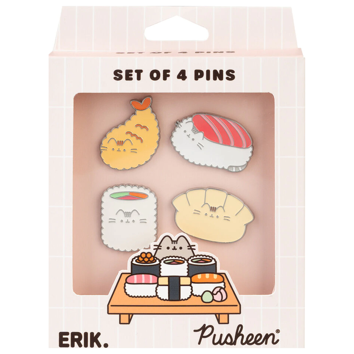 Pusheen Sushi Roll set 4 pins product photo