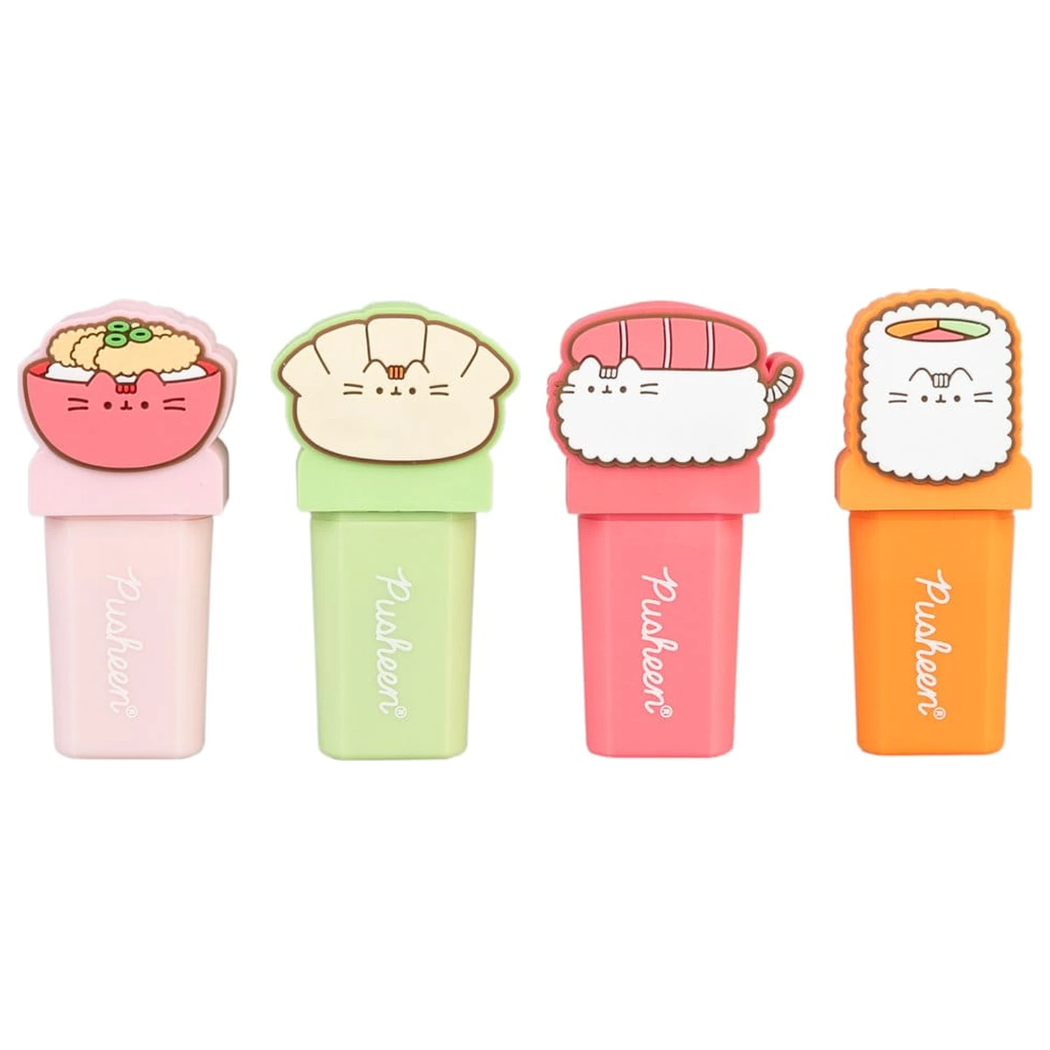 Pusheen Sushi Roll set of 4 highlighters with topper product photo