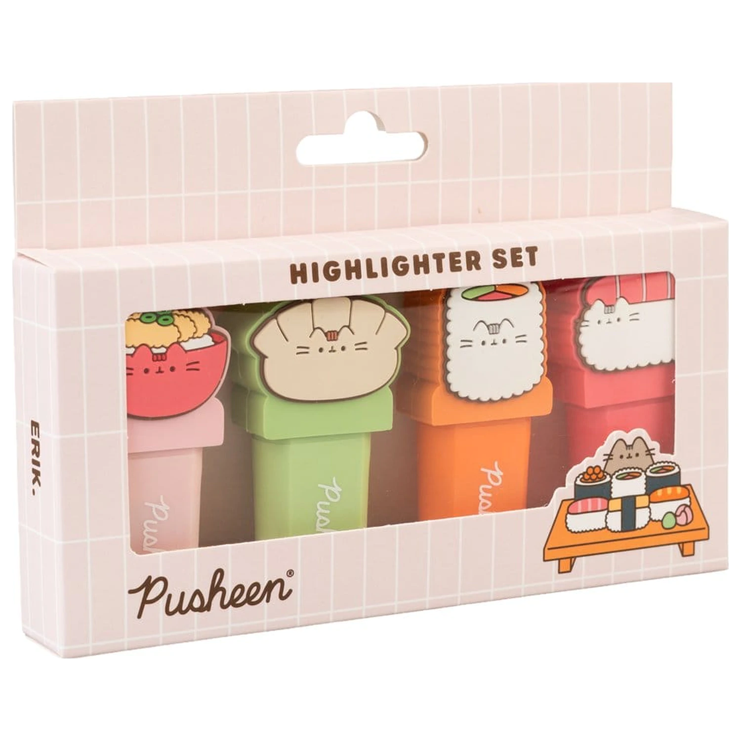 Pusheen Sushi Roll set of 4 highlighters with topper product photo