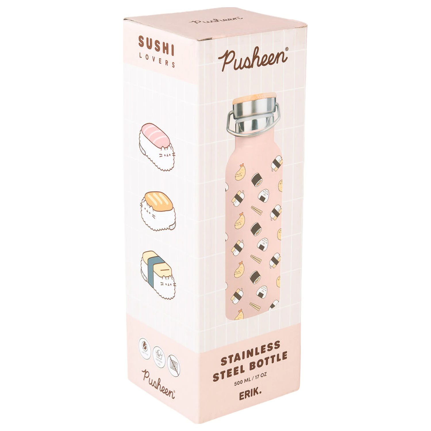 Pusheen Sushi Roll metallic bottle product photo