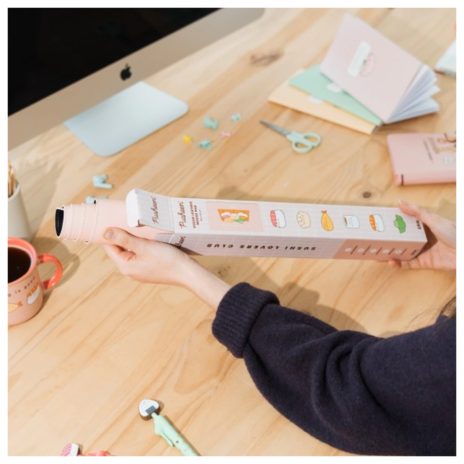 Pusheen Sushi Roll gaming desk mat product photo