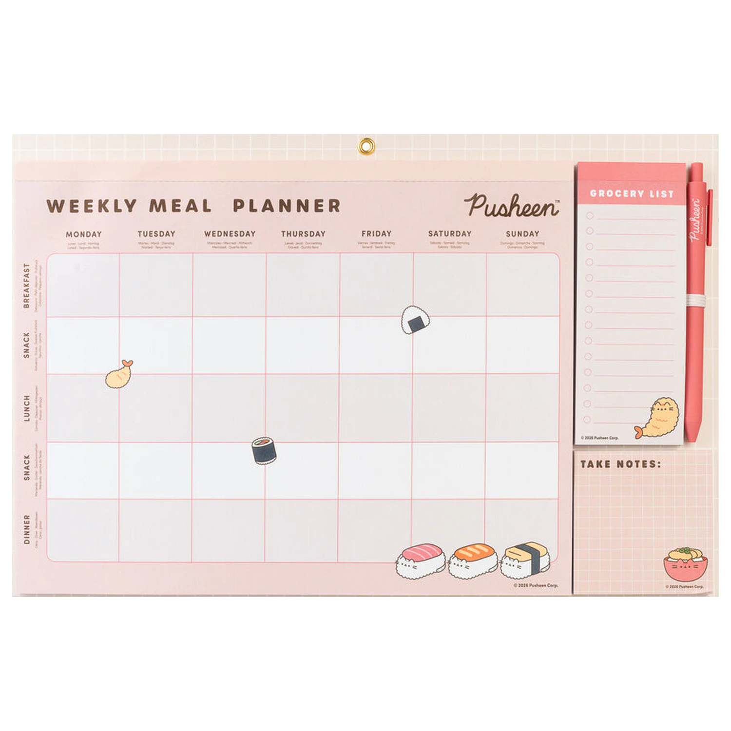 Pusheen Sushi Roll magnetic meal planner product photo