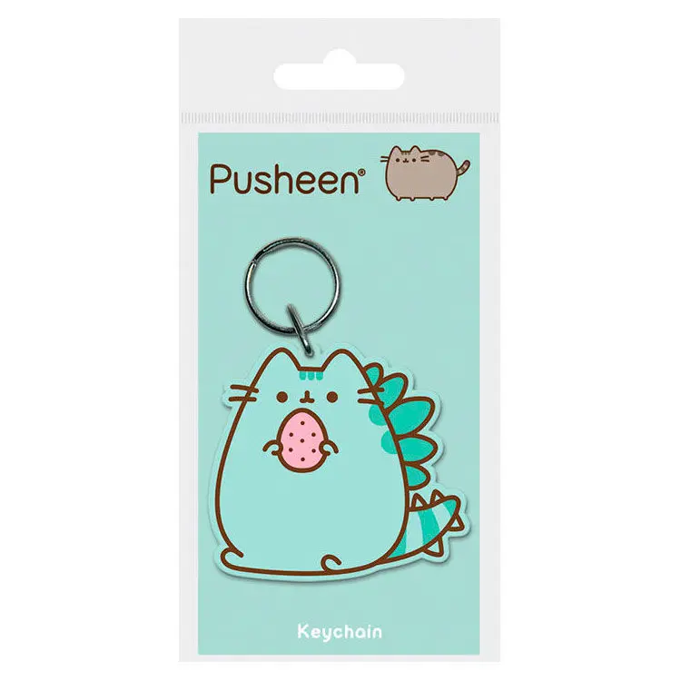 Pusheenosaurus rubber keychain product photo