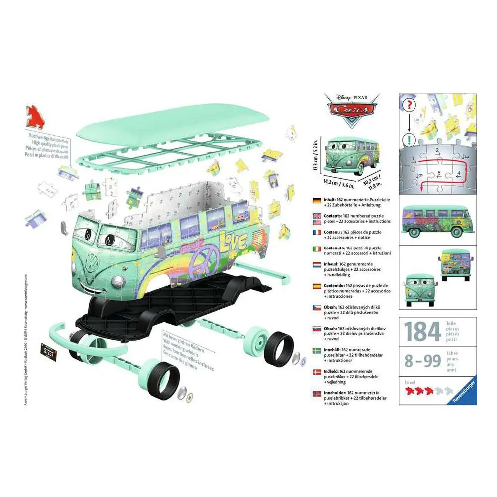 Ravensburger 3D Puzzle Volkswagen T1 Cars Fillmore (184 Pieces) product photo