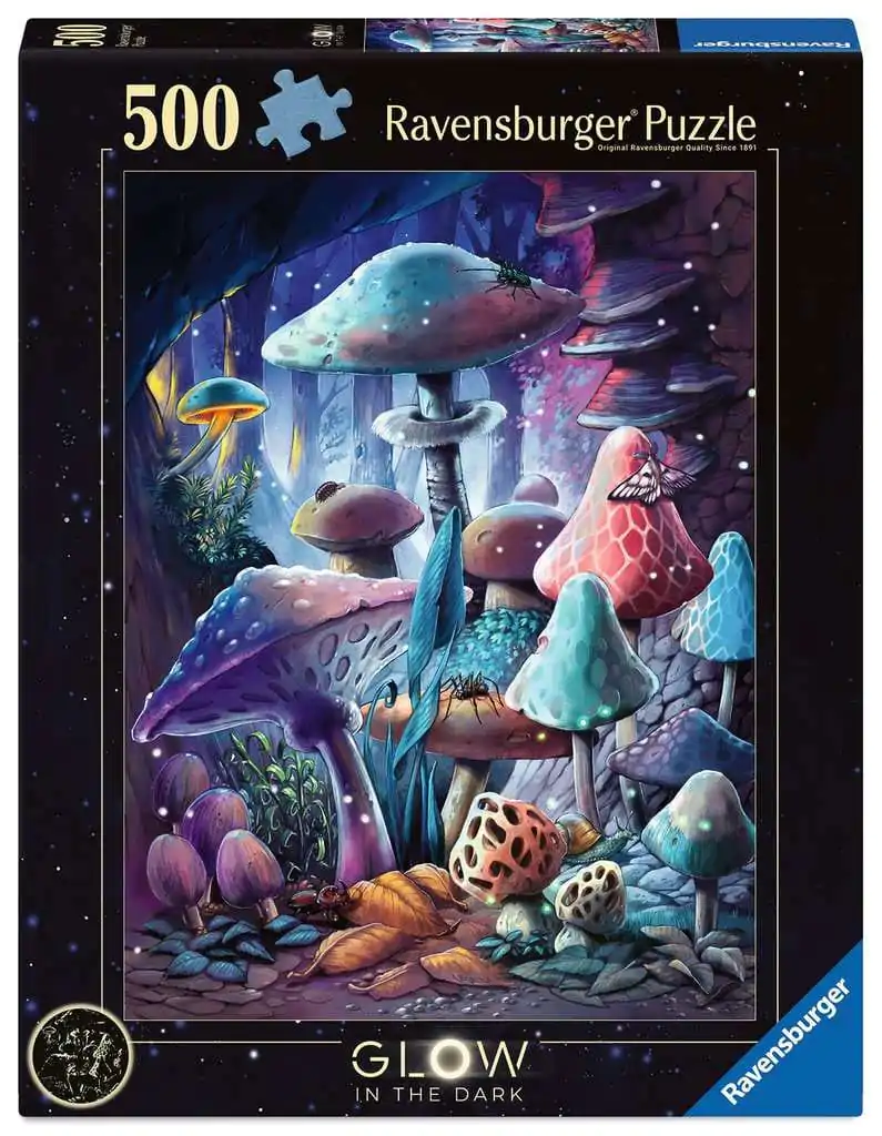 Ravensburger Glow-in-the-Dark Jigsaw Puzzle Moonlight Mushrooms (500 pieces) product photo