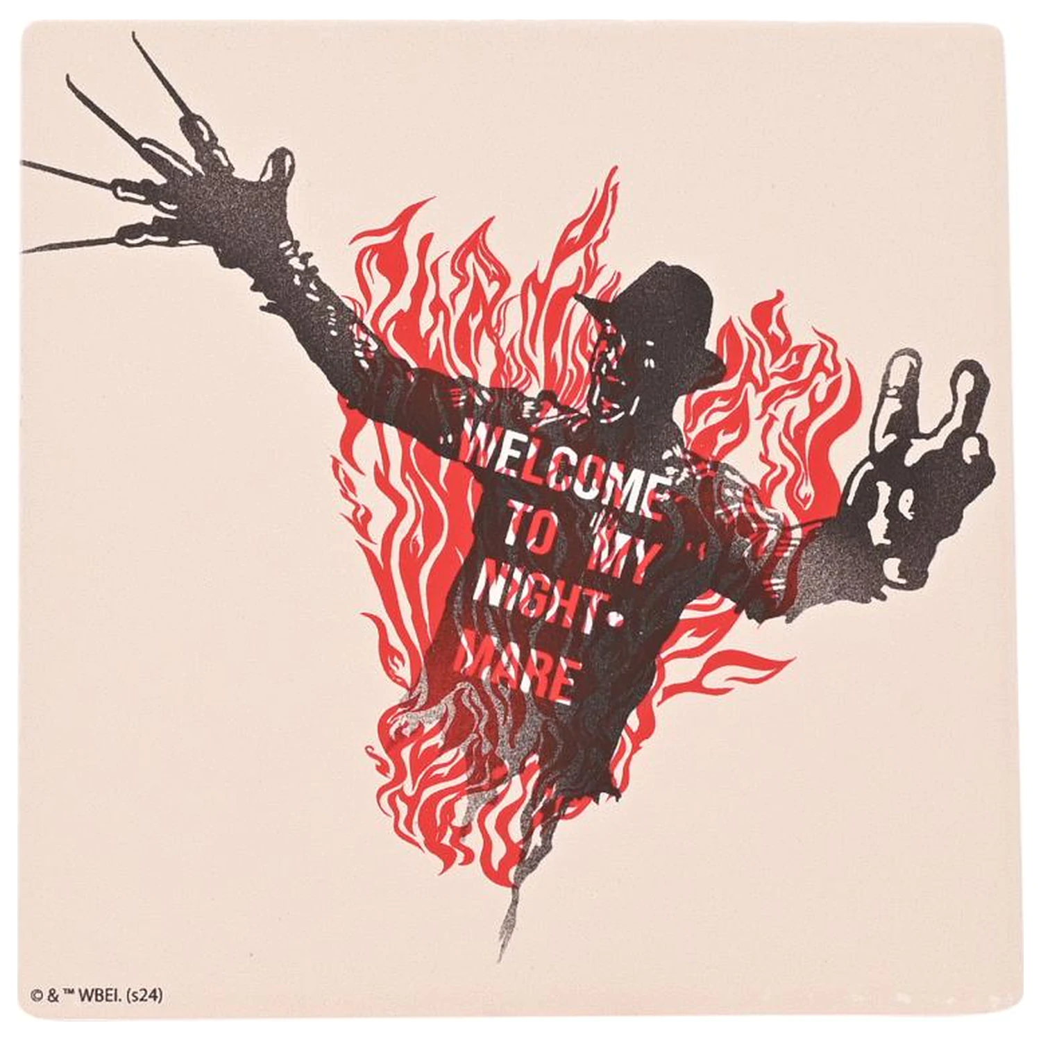 A Nightmare on Elm Street Freddy on Fire Ceramic Square Coaster product photo