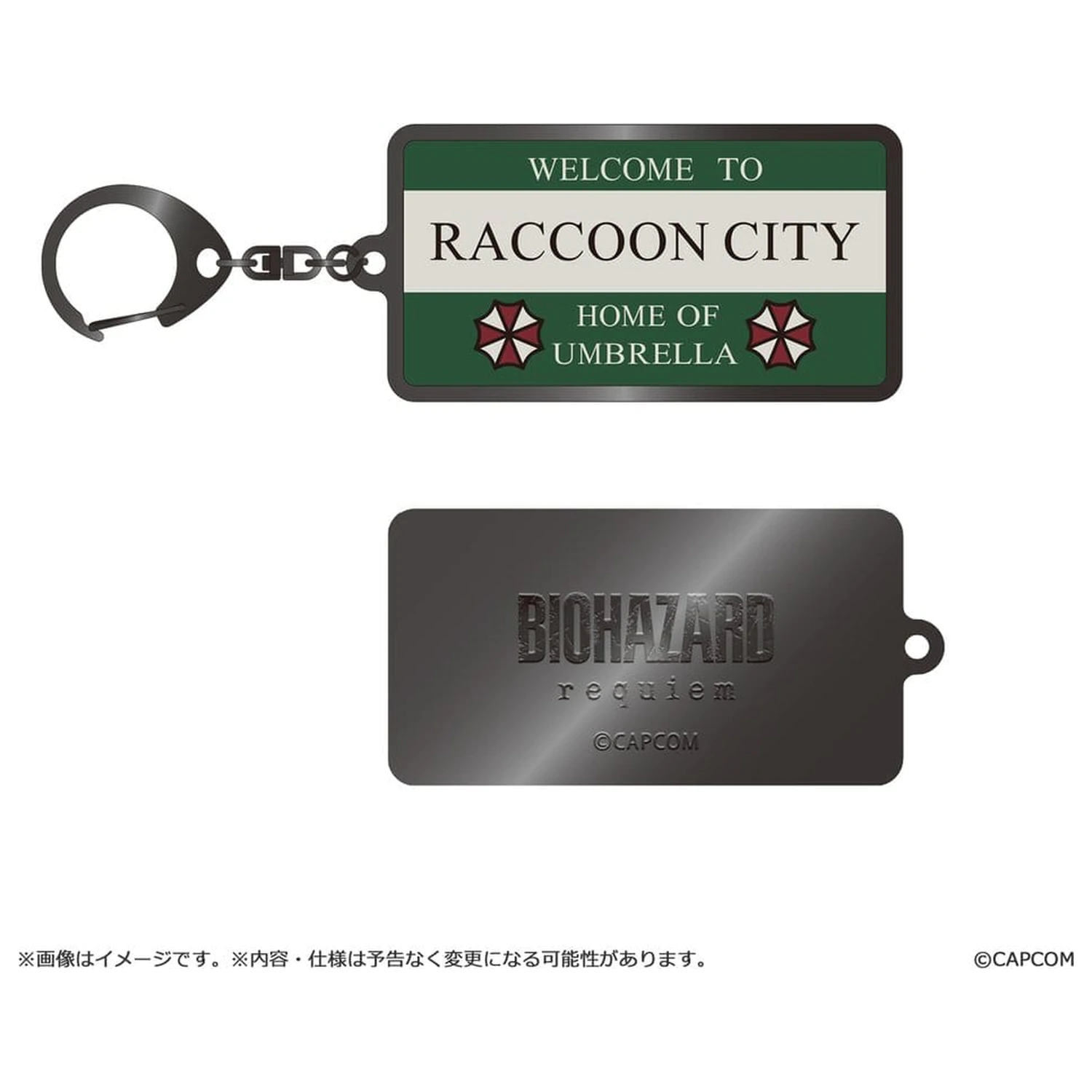 Resident Evil Requiem Metal-Keychain Raccoon City Welcome Sign product photo
