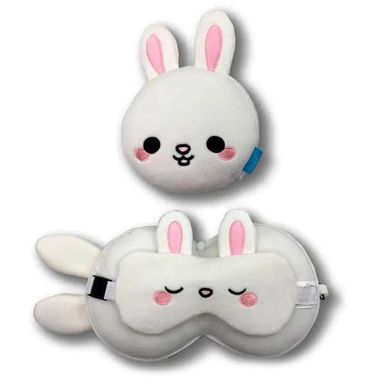Relaxeazzz Adoramals Frances Rabbit travel pillow and eye mask product photo