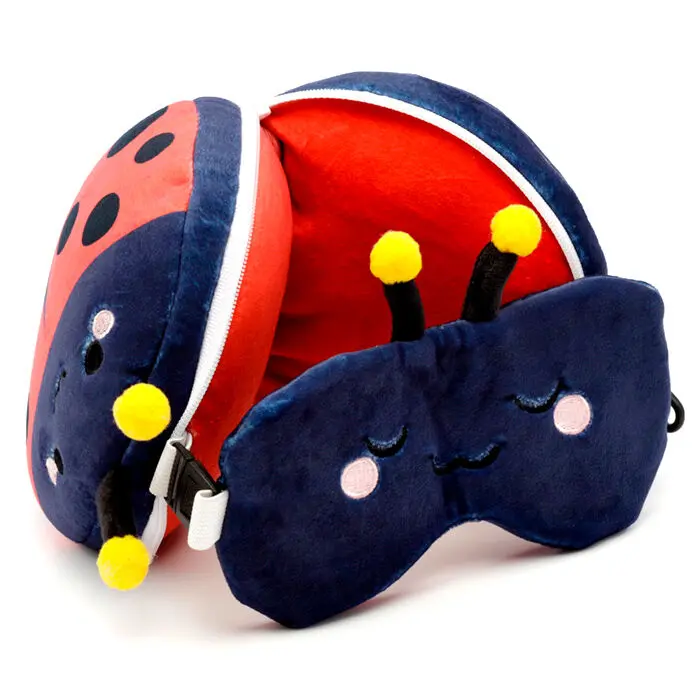 Relaxeazzz Adoramals Ladybug travel pillow and eye mask product photo