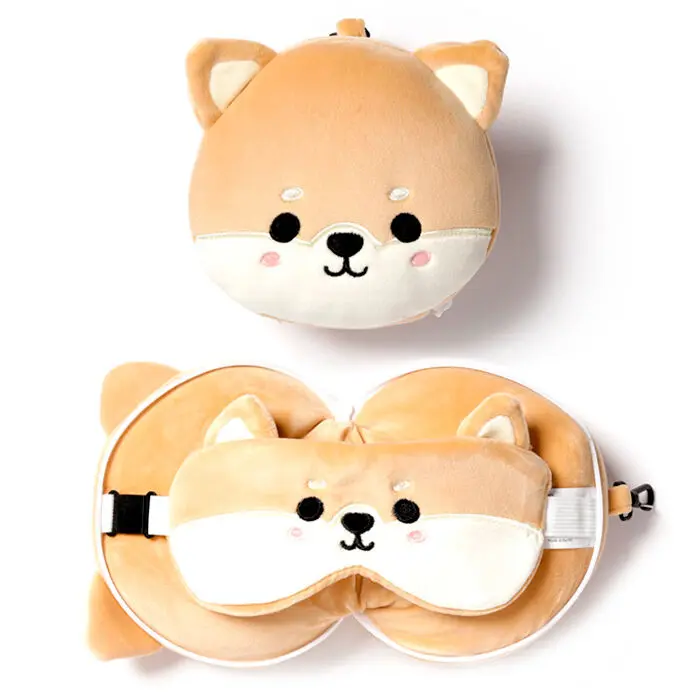 Relaxeazzz Adoramals Shiba Inu dog travel pillow and eye mask product photo