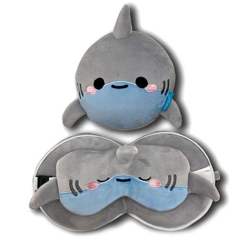 Relaxeazzz Gus the Shark travel pillow and eye mask product photo