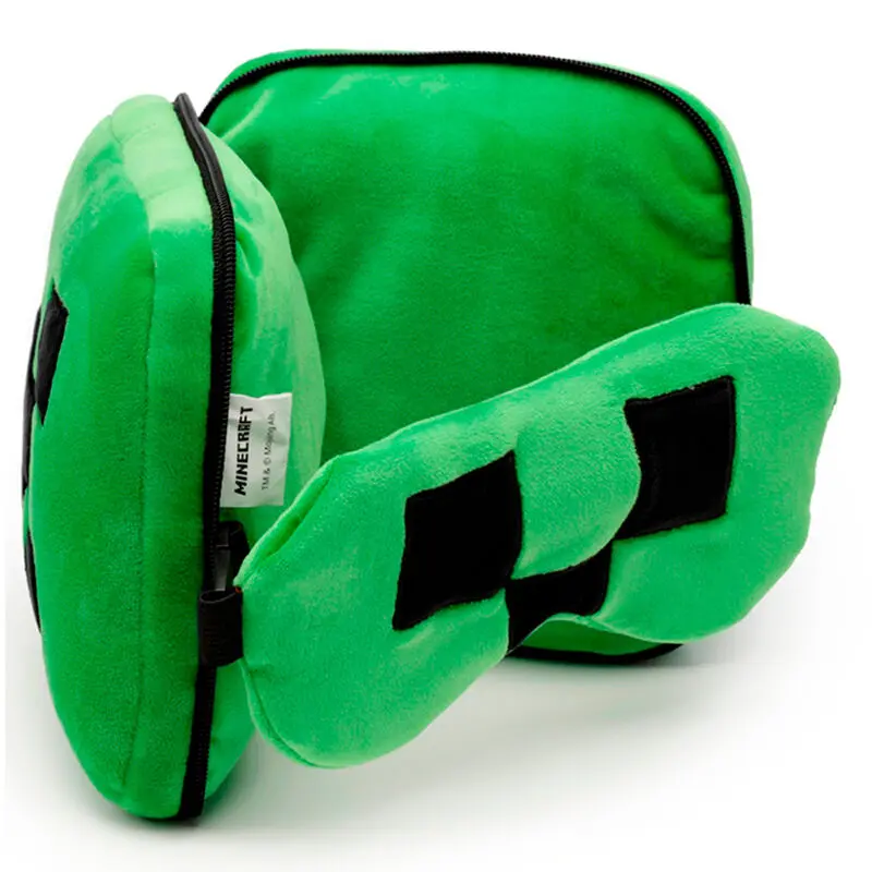 Relaxeazzz Minecraft Creeper travel pillow and eye mask product photo