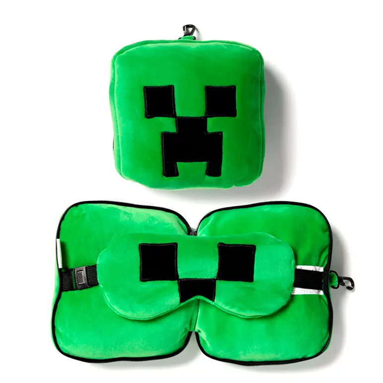 Relaxeazzz Minecraft Creeper travel pillow and eye mask product photo