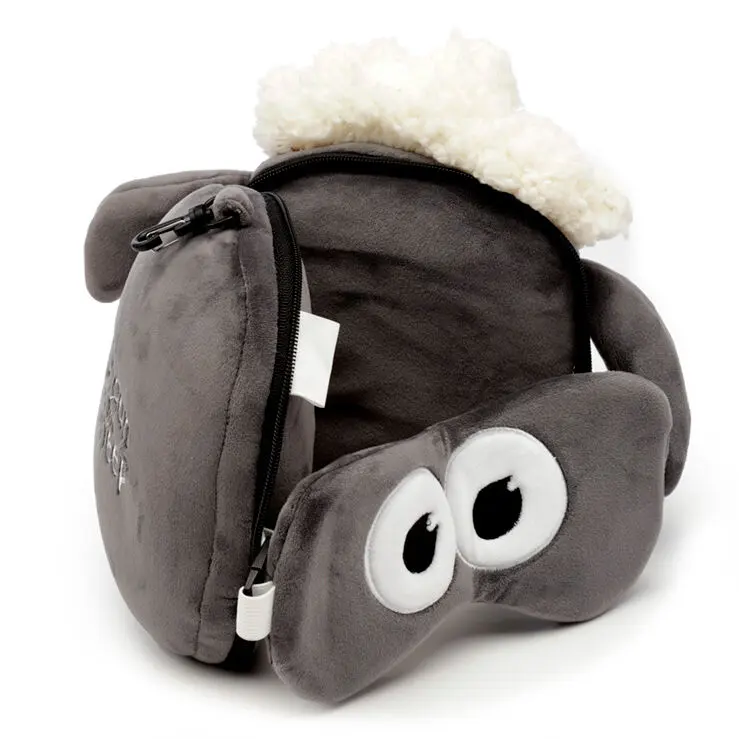 Relaxeazzz The Sheep Shaun travel pillow and eye mask product photo