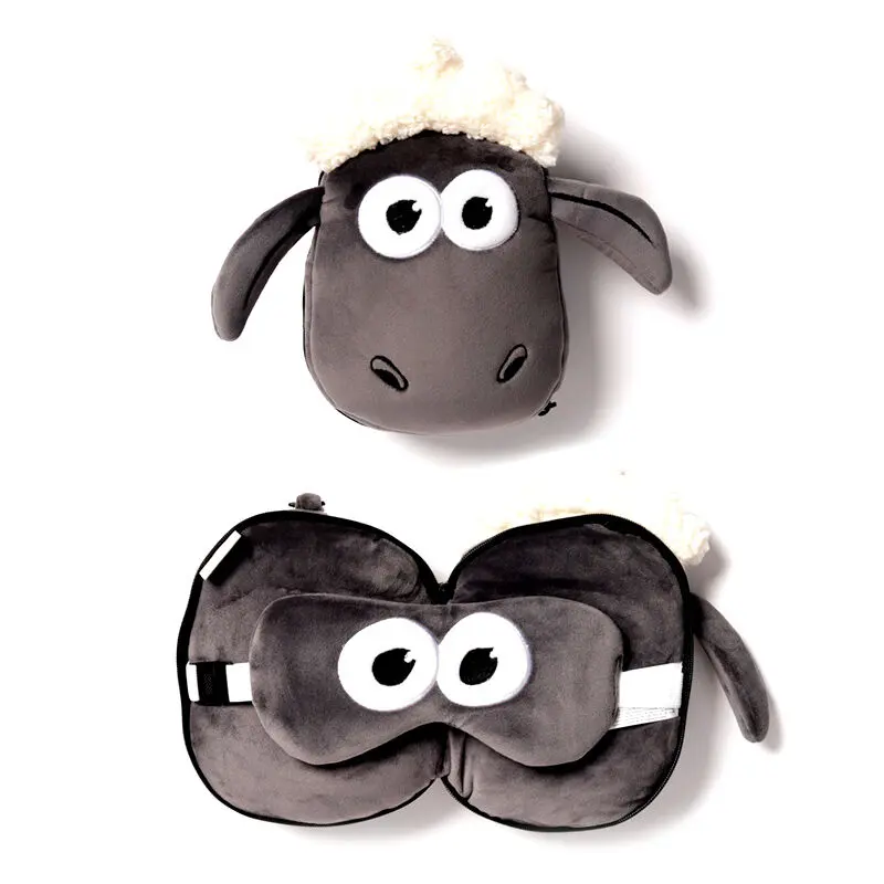 Relaxeazzz The Sheep Shaun travel pillow and eye mask product photo