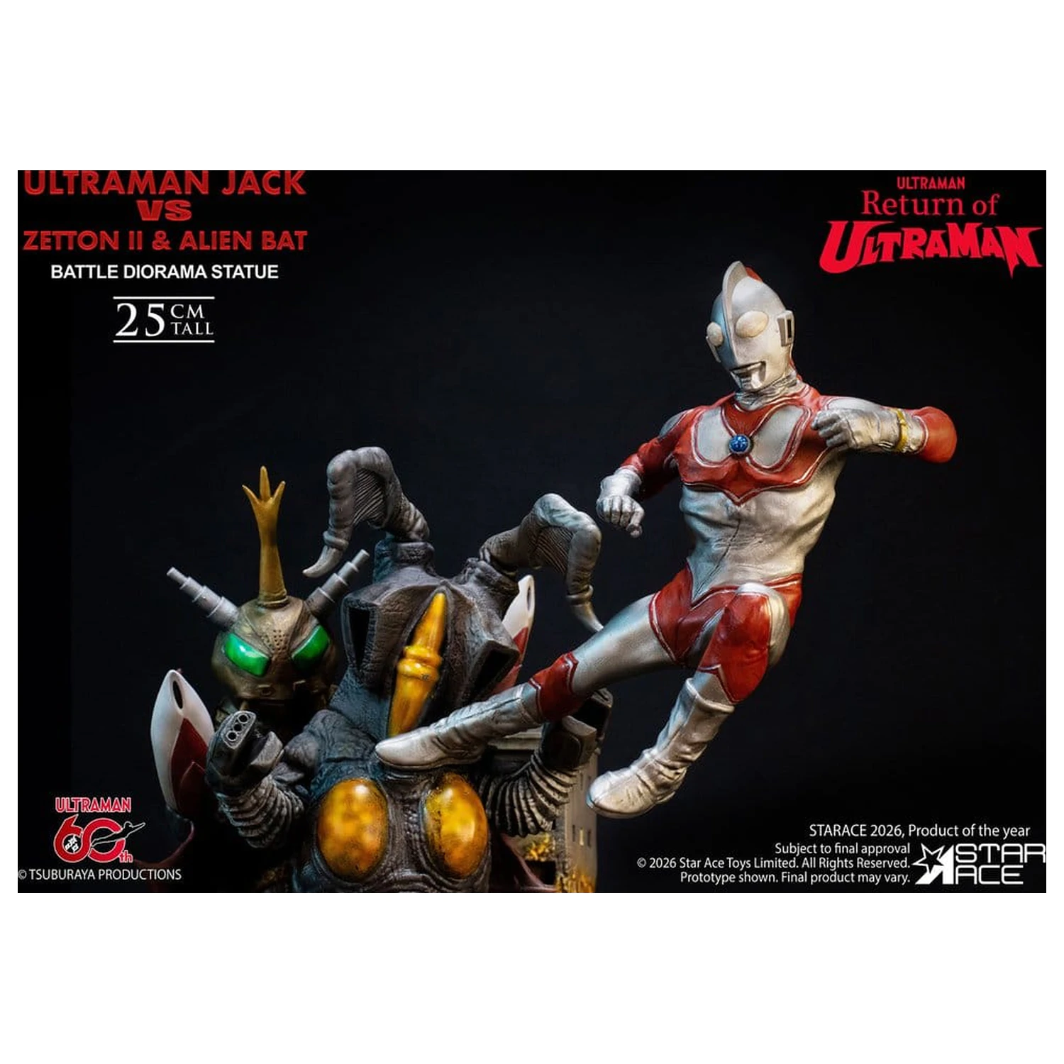 Return of Ultraman Diorama Statue 1/8 Ultraman Jack vs Zetton II & Alien Bat Battle scene 25 cm product photo